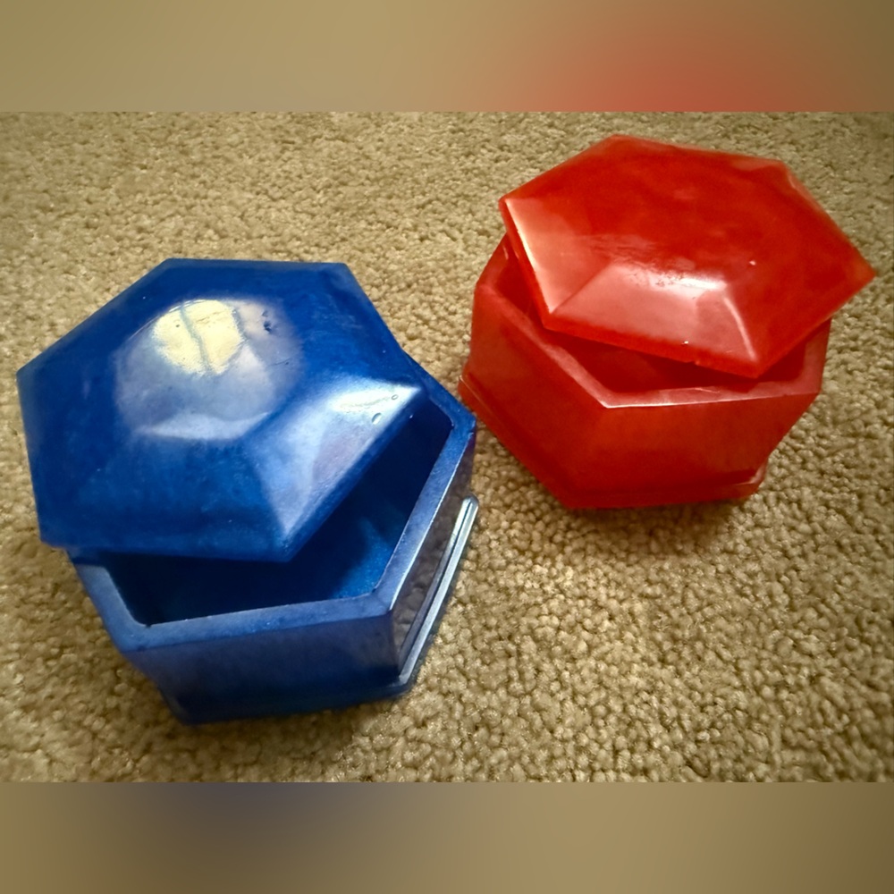 Hexagonal Blue and Red Storage Boxes